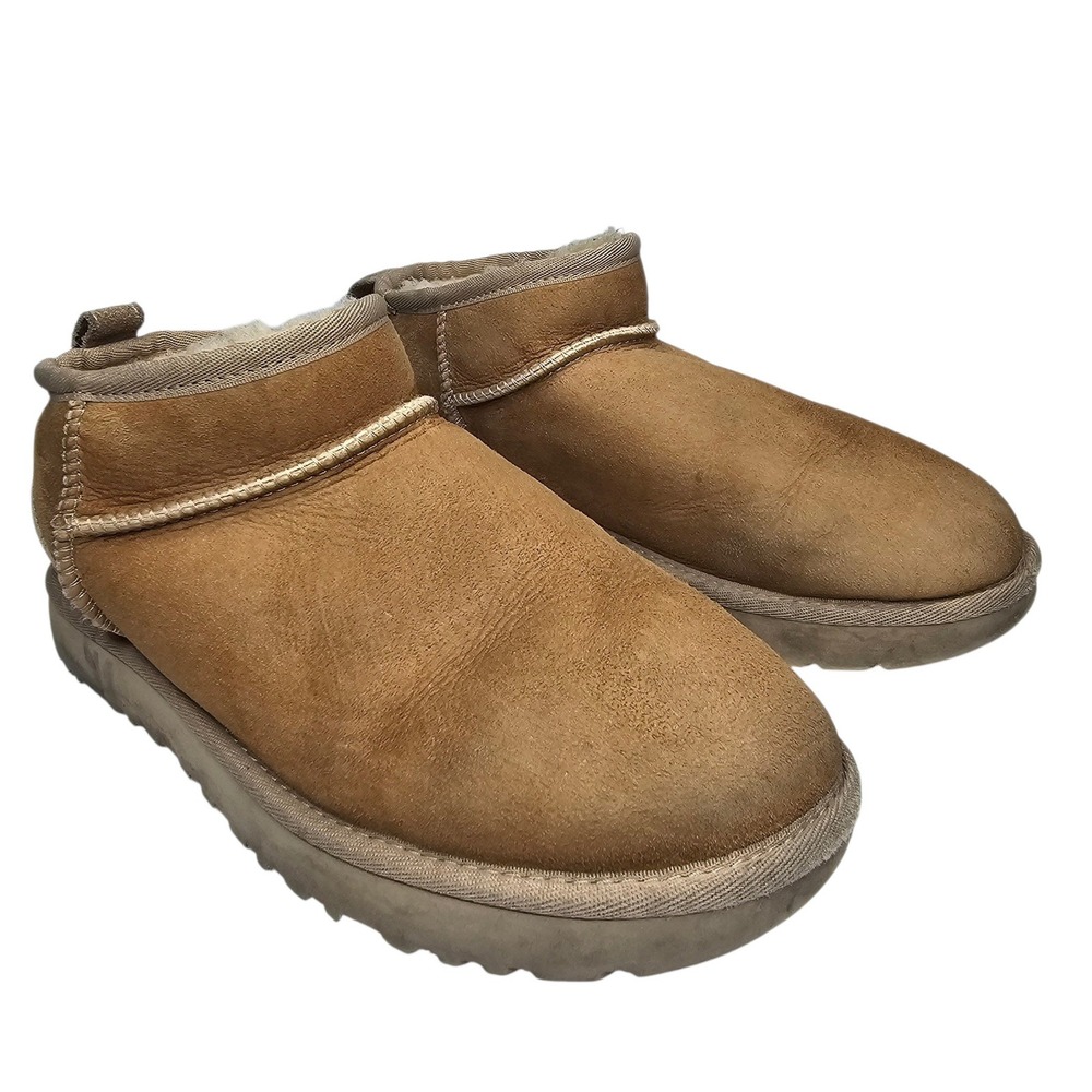 UGG Womens 8 Chestnut Classic Ultra Mini Suede Ankle Boots 1116109